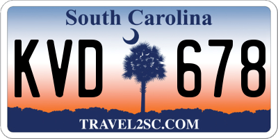 SC license plate KVD678