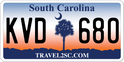 SC license plate KVD680