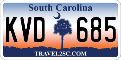 SC license plate KVD685