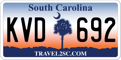 SC license plate KVD692