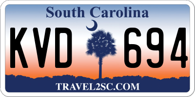 SC license plate KVD694