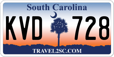 SC license plate KVD728
