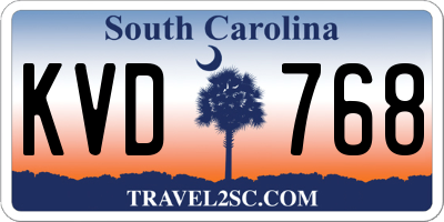 SC license plate KVD768