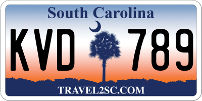 SC license plate KVD789