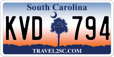 SC license plate KVD794