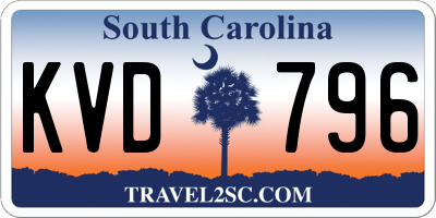 SC license plate KVD796