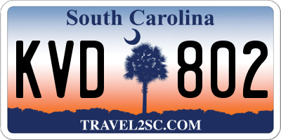 SC license plate KVD802