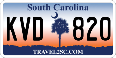 SC license plate KVD820