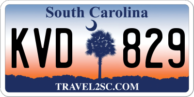 SC license plate KVD829