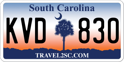 SC license plate KVD830