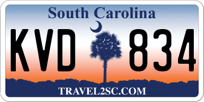 SC license plate KVD834