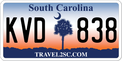 SC license plate KVD838