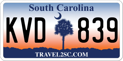 SC license plate KVD839