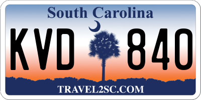 SC license plate KVD840