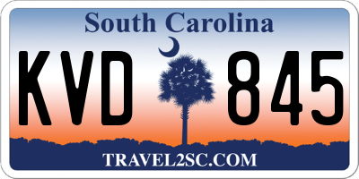 SC license plate KVD845