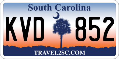 SC license plate KVD852