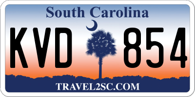 SC license plate KVD854