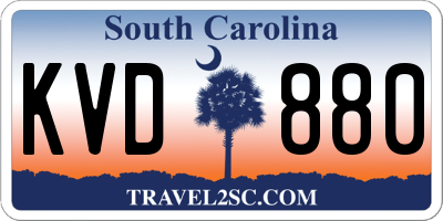 SC license plate KVD880