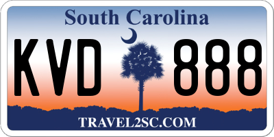 SC license plate KVD888