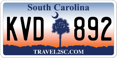 SC license plate KVD892