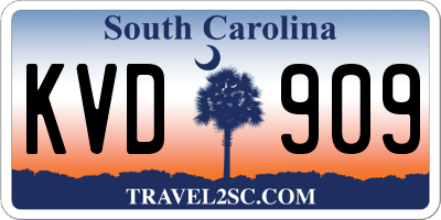 SC license plate KVD909
