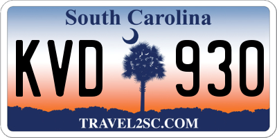 SC license plate KVD930