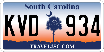 SC license plate KVD934