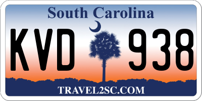 SC license plate KVD938