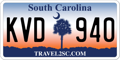 SC license plate KVD940
