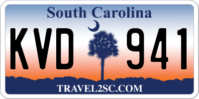 SC license plate KVD941