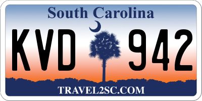 SC license plate KVD942
