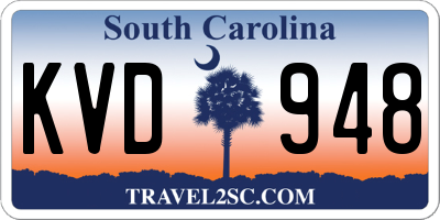 SC license plate KVD948