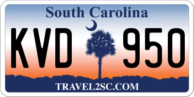 SC license plate KVD950