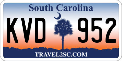 SC license plate KVD952