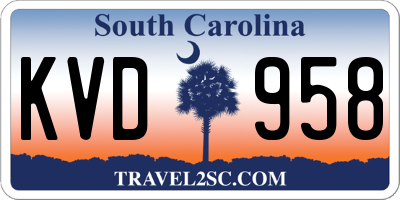 SC license plate KVD958