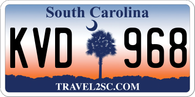 SC license plate KVD968
