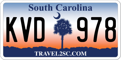 SC license plate KVD978
