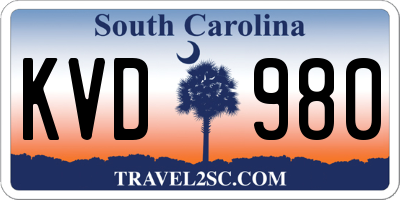 SC license plate KVD980