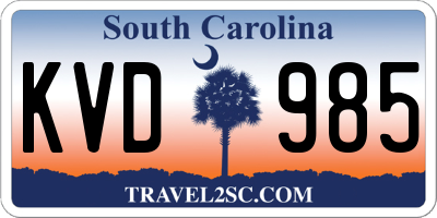 SC license plate KVD985