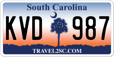 SC license plate KVD987