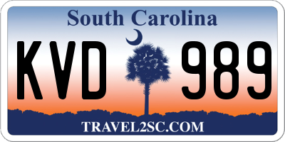 SC license plate KVD989