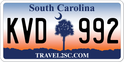 SC license plate KVD992