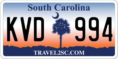 SC license plate KVD994