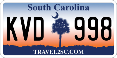 SC license plate KVD998