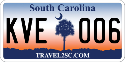 SC license plate KVE006