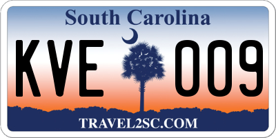 SC license plate KVE009