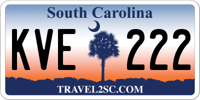 SC license plate KVE222