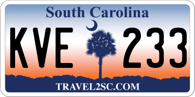 SC license plate KVE233