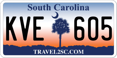 SC license plate KVE605