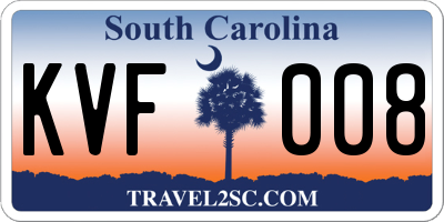 SC license plate KVF008